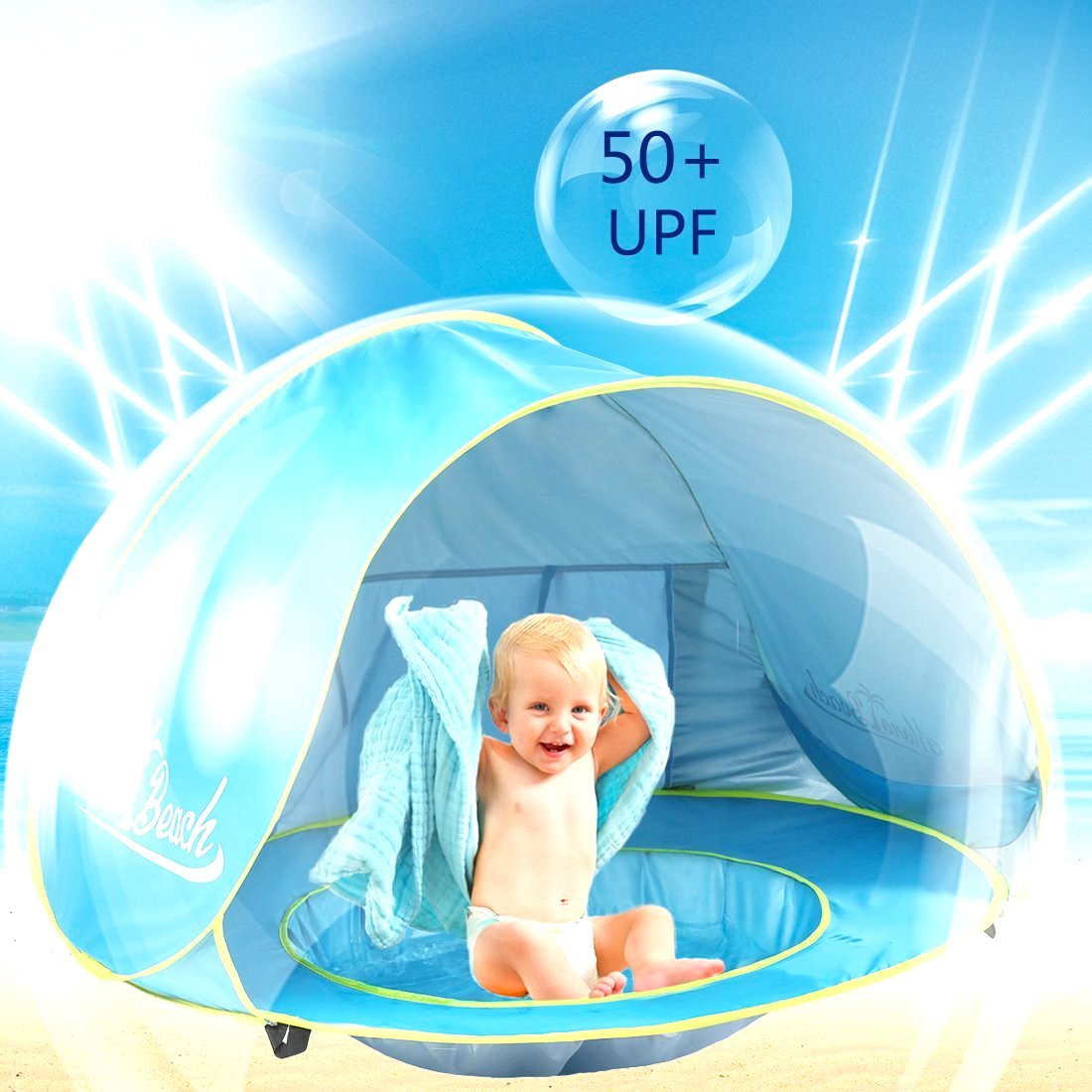 childrens beach tent Baby Pop-Up Beach Tent: Sunshade & Mini Pool – Artisan Charms
