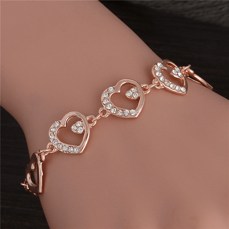 Rose Gold Dual Heart Bracelet – GIVA Jewellery