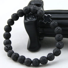 Lava Stone Beads Cross Bracelet