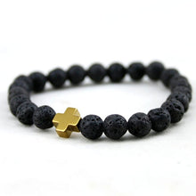Lava Stone Beads Cross Bracelet