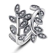 Silver Plated Cubic Zirconia Leaf Ring