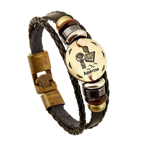 Zodiac Constellations Premium Leather Bracelet