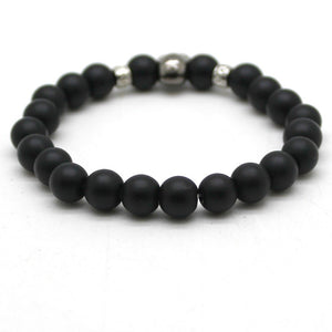 Natural Stone Matte Beads Skull Bracelet