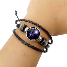 Zodiac Constellations Glass Metal Buckle Bracelet