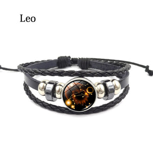 Zodiac Constellations Glass Metal Buckle Bracelet