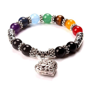 7 Chakra Healing Bracelet with Heart Locket