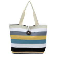 Striped Shoulder Canvas Beach Handbag
