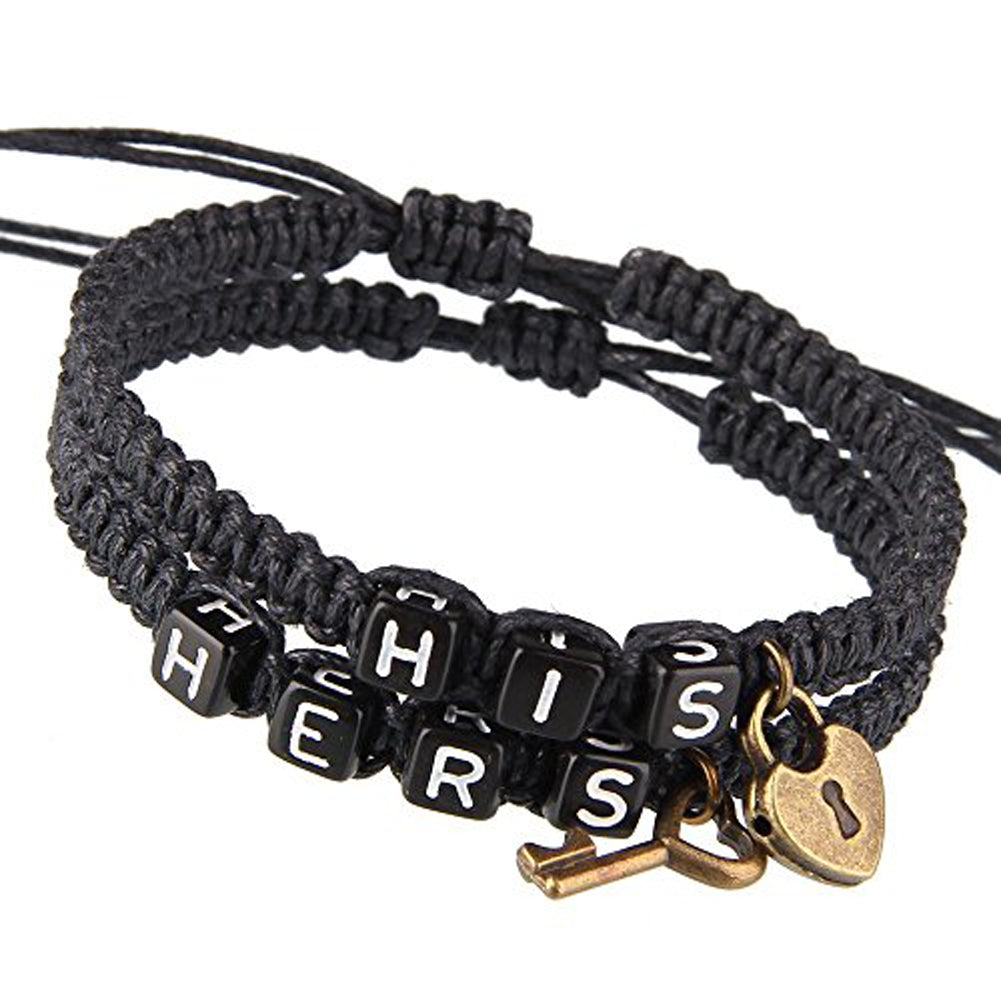 His | Hers Adjustable Lock Rope Chain Bracelets