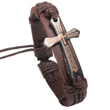 Braid Genuine Leather Cross Bracelet