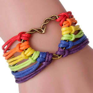 Rainbow Flag Pride Heart Braided Bracelet