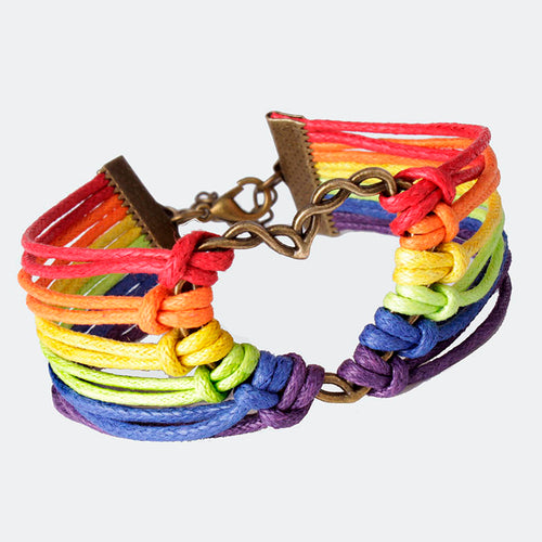 Rainbow Flag Pride Heart Braided Bracelet